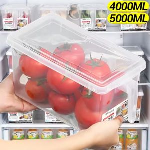 ภาชนะปิดสนิทครัวแบบพกพาพร้อมฝาปิดกล่องเก็บผักผลไม้ของตู้เย็นที่จับกล่องเก็บของพร้อมกับความจุขนาดใหญ่