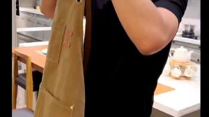 Thickened Canvas Apron Kitchen Halter Neck Apron Water Proof Oil Proof Coffee Shop Fashion Adult apron dapur 围裙004