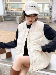 หลวม ผู้หญิง สไตล์วิทยาลัย เสื้อกั๊ก 2024 แจ๊กเก็ตซีรีส์เกาหลี พรางหุ่น เสื้อกล้าม ขนาดเล็กเปิด คาร์ดิเกน เสื้อโค้ท ซิป ปิด