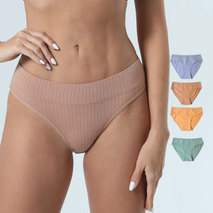 Sentexin 4PCS Womens Cotton Underwear Middle Waist Panties Soft Ladies Briefs M-XL Intimates
