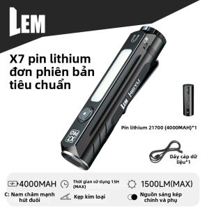 LEM | Đèn Pin Nam Châm Đa Năng Cầm Tay Ngoài Trời Siêu Sáng Có Thể Sạc Lại Thời Gian Sử Dụng Pin Dài
