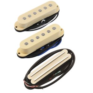 FLEOR Electric Guitar Pickups Set Alnico 5 Single Coil + Hot Dual Rails Pickups Cream ST SSS Guitar Parts