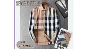 Atasan Pria Kemeja Casual Kotak Ferry: Kemeja Casual Bahan Nyaman