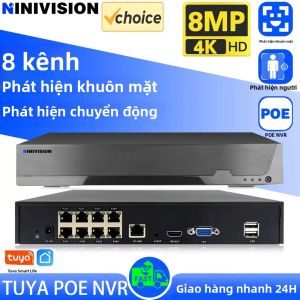 Hệ Thống Camera An Ninh CCTV NVR PoE 8 Kênh 4K SMART LIFE Với Chức Năng Nhận Diện Khuôn Mặt Ghi Hình Âm Thanh Video Mạng H.265+ Hỗ Trợ Ứng Dụng Tuya