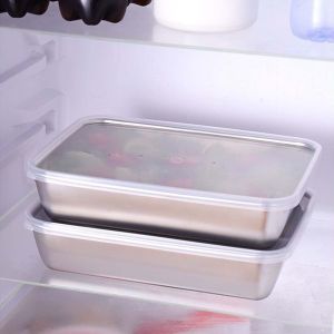2pcs/3pcs Stainless steel food storage container suitable for salad fruit food storage refrigerator preservation