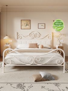 Compact Single Real Wood Bedroom White Light French Style Bed 1.5m