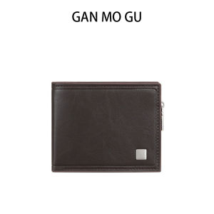 Short GANMOGU Mens Wallet Leather Zipper Coin Card Holder Retro Style Large Currency Holder Multi-Card Slot Money Clip