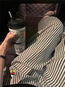 คู่รัก ผ้าฝ้าย ชุดนอน กางเกง ฤดูร้อน ผู้ชายผู้หญิงสไตล์ยาว ลำลอง สวมใส่ได้บ้านบาง กางเกง ลายทาง หลวม พอดีสบาย กางเกงขาสั้น