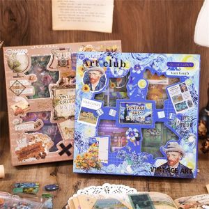 100pcs Retro Trendy PET Sticker Gift Box Creative Decoration DIY Junk Journal Scrapbooking Material Childrens Festival Gift