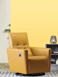 Scandinavian Single Leather Sofa Manual Version Multifunctional Recliner First Layer Cowhide Rocking Rotate Casual Bean Bag Sofa