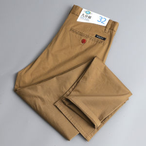 Big Straight Leg Mens Casual Pants Spring Summer Slim Fit Nine Point Jeans mid Waist Youth Business Casual Pure Color Workwear