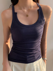 Deep Blue American High Street Spicy Girl Womens Tank Top Slimming Casual Versatile Summer Top Quality Cotton Blend