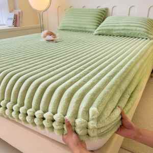 Warm Non-Slip Rabbit Fur-Like Bed Skirt Thick