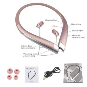 Tai Nghe Thể Thao Đeo Cổ Bluetooth 5.3 Khử Tiếng Ồn Chủ Động Dây Có Thể Thu Vào Cảnh Báo Rung IPX5 Chống Nước Có Mic Dành Cho Người Lớn Năng Động
