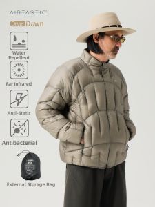 Irregular Quilting Standing Collar Down Jacket 750FP 95% Waterproof White Goose Down