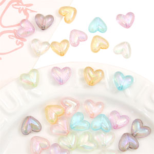 5Pcs 17x15mm Plastic Acrylic Transparent Glitter Colorful Heart Beads Charms for Necklace Bracelet Keychain DIY Jewelry Craft Making