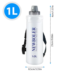 NEWBOLER 1L Sports Hand-held Water Bottle Marathon Hydration Tool Outdoor Soft Water Bottle Portable Climbing Wrist Water Bottle