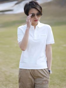 White Short Sleeve Polo Shirt T-Shirt Womens Lightweight Loose Casual Style Summer New Arrival Mens And Womens with Collar Top