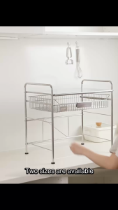 Stainless Steel Microwave Shelf Rack | 2-Tier Counter Organizer with Slide-Out Drawer | 50cm 60cm