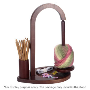 1pc Wooden Yarn Holder with Crochet Hook Storage Bucket DIY Yarn Ball Holder Spinner for Knitting &Weave &Crocheting Enthusiast