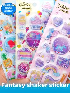 Colorful Three-Dimensional Dream Diamond Shiny Quicksand Shake Water 3D Stickers Unicorn Stickers Girl Decoration Phone Case