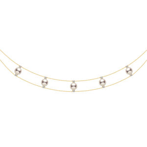 Helas | Freshwater Pearl and Cultivated Diamond Double Layer Necklace
