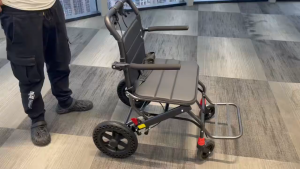Ultra-Light Foldable Wheelchair with Self-locking /Carbon Fiber and 12" Shock-Absorbing Wheels for seniors travel