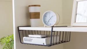 1pc White/Black Hanging Net Basket Iron Material Large Capacity Hanging Under Cabinet Wall Wardrobe Storage Basket Kitchen Tools