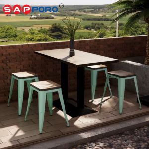 SAPPORO SKABU - Meja Makan Set | Meja Tolix Set | Dining Table Set