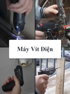 Máy khoan pin vặn vít tua vít điện mini cầm tay 15 món sạc điện có đảo chiều