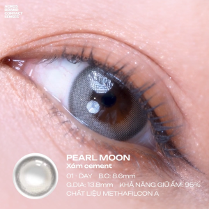 (HOẢ TỐC SG) Kính áp tròng màu Xám Cement PEARL MOON ACROS – Lens dùng 1 ngày
