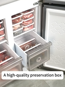 BHQ Transparent Refrigerator Storage Box Food Vegetable Fruit Storage Organizer Drain Container
