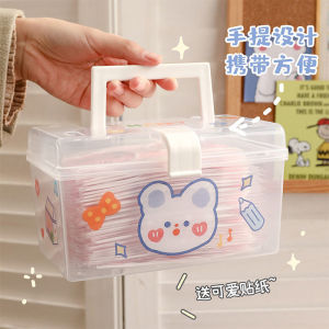 แบบพกพา โปร่งแสง กล่องเก็บเครื่องสําอางกันฝุ่นกล่องยามือถือ นักเรียน หอพักขนมขบเคี้ยว Desktop Organizer กล่อง