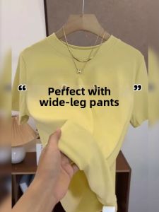 Slimming Casual Summer Short Sleeve T-Shirt Yellow