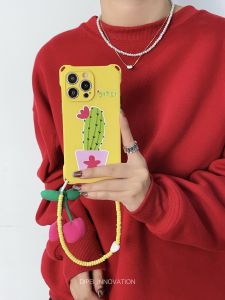 เคสโทรศัพท์มือถือแบบสะพายข้างรูปการ์ตูนน้อยๆ น่ารักแบบสร้างสรรค์พร้อมสายสะพายกระเป๋าสำหรับผู้หญิง Apple iPhone 14 plus พร้อมช่องเปิด 4 มุม