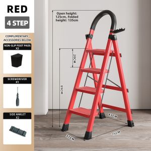 Adjustable Foldable Non-slip 4 Step Ladder