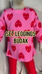 SET BAJU LEGGINGS BUDAK PEREMPUAN LONG SLEEVES SHORTS SLEEVES SIZE 2-8 100% COTTON LENGAN PANJANG/PENDEK SELUAR LEGGING BUDAK