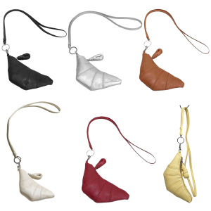 【NEW】 Women Mini Croissant Bag Small Coin Purse Solid Color Neck Dumpling Bag PU Leather Small Storage Bag for Party Vacation