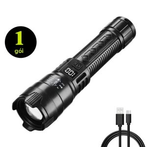 Đèn Pin LED Công Suất Cao 2000LM Đèn Pin Chiến Thuật Sạc USB Dùng Cho Cắm Trại Câu Cá Đèn Khẩn Cấp Có Chức Năng Zoom Và Hiển Thị