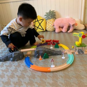 EDWONE | Electric Wooden Train Track Toy Set