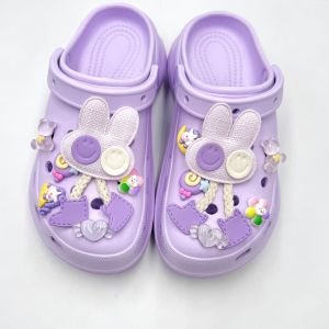 12 Cái/Bộ Crocs Dễ Thương Phim Hoạt Hình Màu Tím Thỏ Giày Hoa Có Thể Tháo Rời khóa giày Trang Trí Cho Crocs
