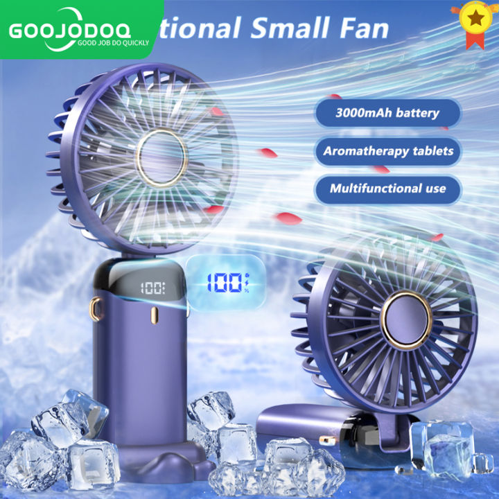 GOOJODOQ 5000mAh Mini Fan Rechargeable Electric Fan Portable LED Display Foldable Electric Fan Hand-Held Fan 6-Speed fan Table fan