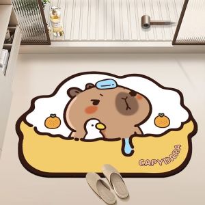 VIKAMA Cute Cartoon Pattern Diatomite Soft Cushion Bathroom Non-Slip Water-Absorbent Floor Mats Living Room Bedroom Cozy Decor