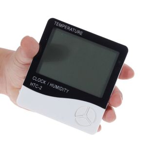 HTC-1 Home Indoor Outdoor Hygrometer Thermometer LCD Weather Station Humidity Meter with Clock
