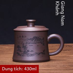 Handmade Purple Clay Tea Cup with Lid Yixing Original Mine Large Tea Cup Tea Water Cup Dust Countenance Chinese Style Vintage