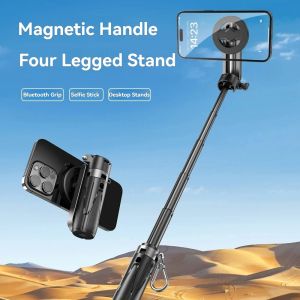 Magnetic Selfie Sticks for Smart Phone Mini Telescopic Tripod 3 in 1 Phone Stand for Vlog Live Broadcast Self-timer Stick