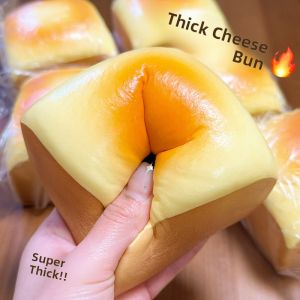Super Soft Cheese Bread Squeezable Toy Stress Relief Finger Lickable Simulation Food Soft Elastic Toys for Children And Adults