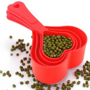 Set Of Measuring Spoons Cups Cute Heart Spoons Accessories Plastic Kitchen Supplies