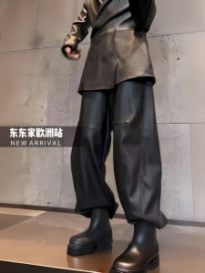 กางเกงกระโปรงทรงตรงผ้าขนแกะฤดูหนาวดีไซน์หรูหรา ทรงสลิมฟิต ทรงตรง กางเกงหนัง ทรงทันสมัย ​​แฟชั่นสตรีท กางเกงขายาว
