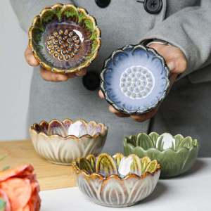 Retro Style Ceramic Plate Sushi Dish Small Creative Appetizer Plate Sashimi Plate Delicacy Plate Snack Plate Dinnerware